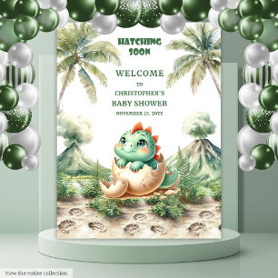 Tapiz Dino azul de fondo de Baby Shower pronto