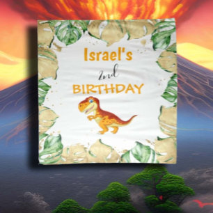 Tapiz Dinosaur BIRTHDAY Gold Background