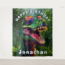 Tapiz Dinosaur Coo l T Rex Jungle Fondo de cumpleaños