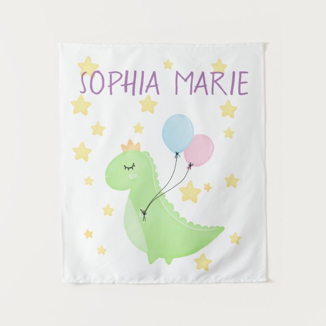 Tapiz Dinosaurio con globos (Anverso)