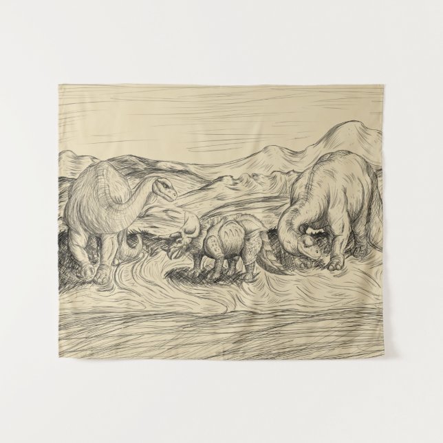 Tapiz Dinosaurios clásicos (Anverso (horizontal))