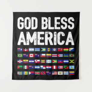 Tapiz Dios Bendiga América Orgullo Latino Todos los País