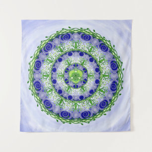 Tapiz Diosa de la luna verde y azul triple Mandala