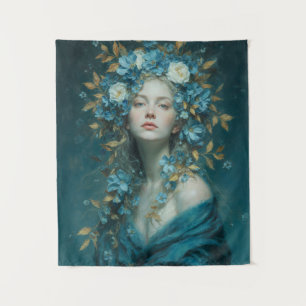 Tapiz Diosa de la Noche en Flores Azules