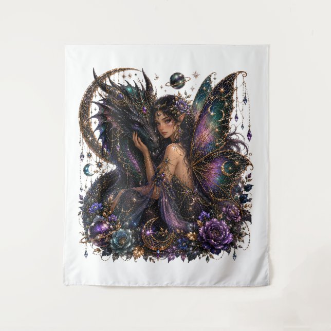 Tapiz Diosa Dragón Púrpura Encantada (Anverso)