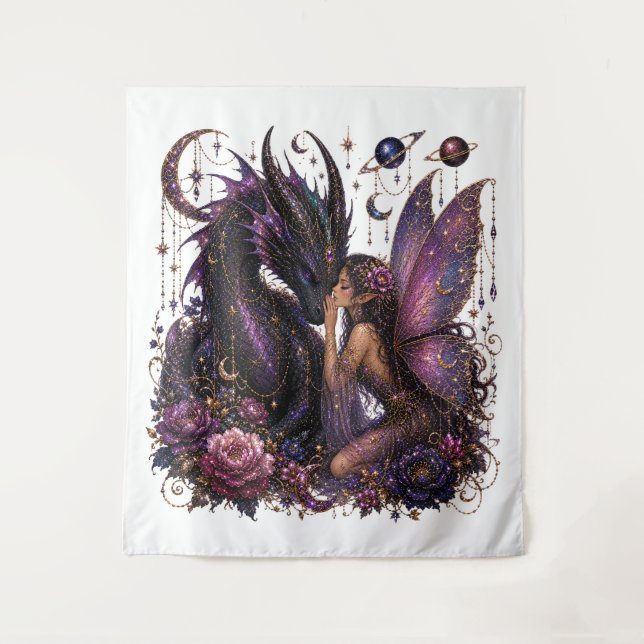 Tapiz Diosa Dragón Púrpura Encantada (Anverso)