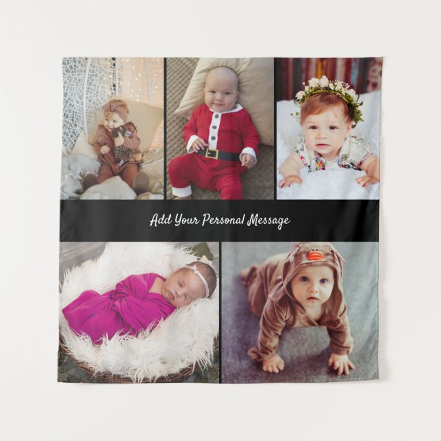 Tapiz Diseña tu propio collage de 5 fotos (Anverso)