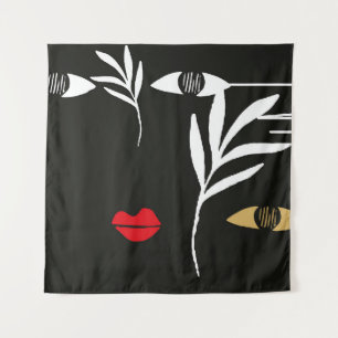 Tapiz Diseño abstracto con mínima cara femenina. Una lín