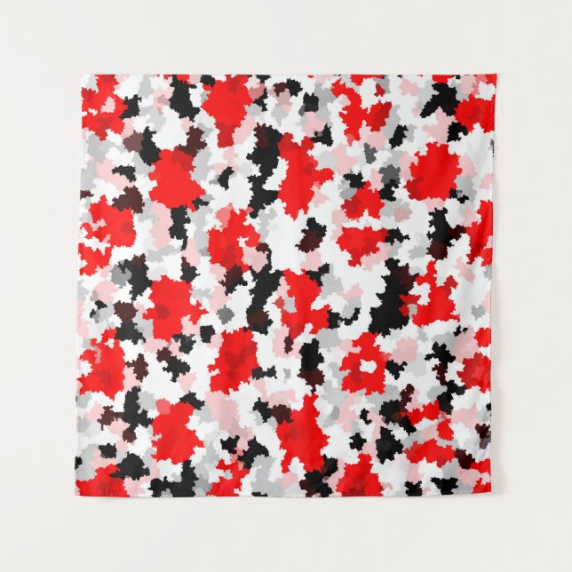 Tapiz Diseño abstracto de camo blanco rojo (Anverso)