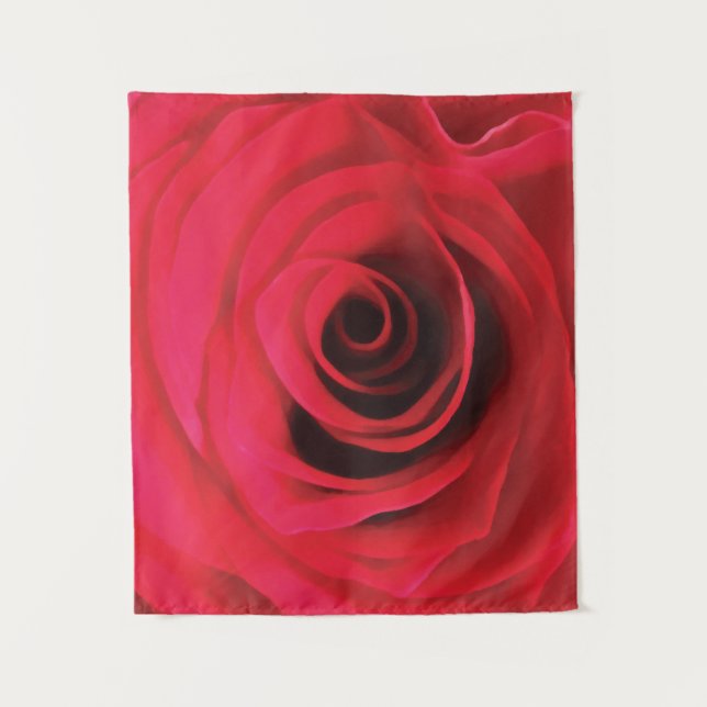 Tapiz diseño abstracto floral, rosa roja (Anverso)