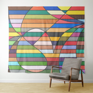 Tapiz Diseño abstracto multicolor rayado con geometría c