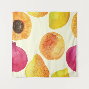 Tapiz Diseño de acuarela de frutas frescas de época