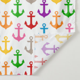 Tapiz Diseño de Ancla de Barco Colorida Blanca