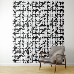 Tapiz Diseño de arte abstracto orgánico blanco y negro