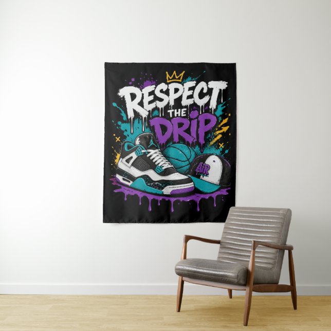 Tapiz Diseño de Baloncesto Respect The Drip (In situ)
