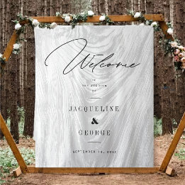 Tapiz Diseño de bienvenida de Boda de invierno de madera