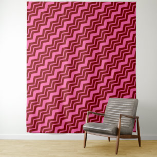 Tapiz Diseño de Chevron Zigzag Rojo Granate Rosa 