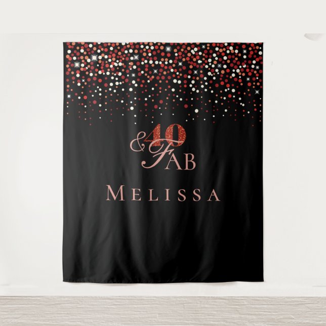 Tapiz Diseño de confeti para el cumpleaños número 40 (40 (Anverso)