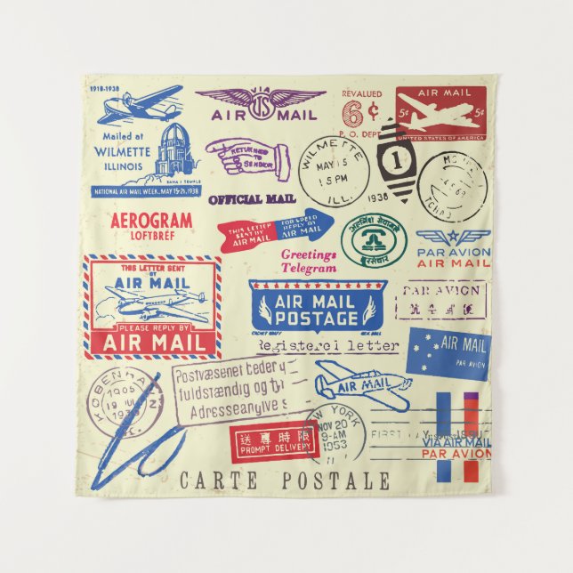 Tapiz Diseño de conjunto de sellos de documentos antiguo (Anverso)