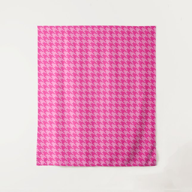 Tapiz Diseño de cuadro Houndstooth rosa caliente (Anverso)