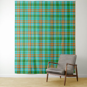 Tapiz Diseño de cuadros escoceses azul naranja verde