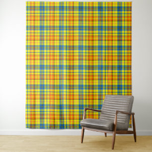 Tapiz Diseño de cuadros escoceses naranja azul amarillo