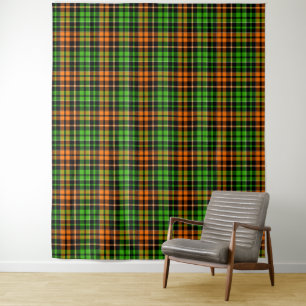 Tapiz Diseño de cuadros escoceses naranja verde negro