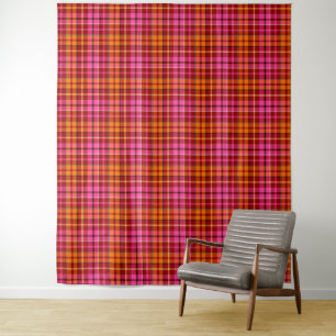 Tapiz Diseño de cuadros escoceses rojo rosa naranja