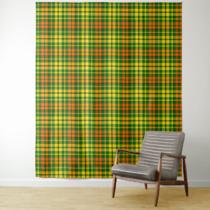 Tapiz Diseño de cuadros escoceses verde amarillo naranja