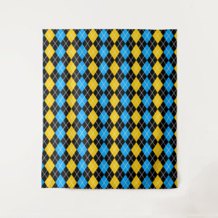 Tapiz Diseño de diamante argyle azul amarillo negro