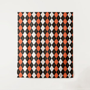 Tapiz Diseño de diamante de argelia blanco negro naranja