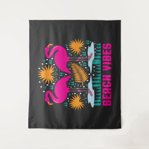 Tapiz Diseño de Flamencos Rosas Beach Vibes