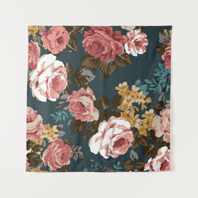 Tapiz diseño de flores adorables ilustraciones textiles, (Anverso)