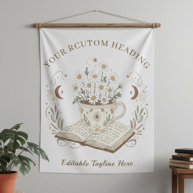 Tapiz Diseño de flores en taza de té boho neutral capric (Elegant Teacup Flowers Tapestry)