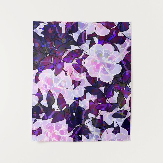 Tapiz Diseño de flores rosadas y moradas (Anverso)