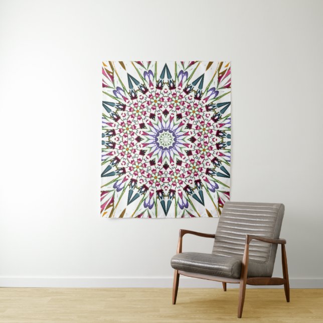 Tapiz Diseño de flores trippy y colorido (In situ)