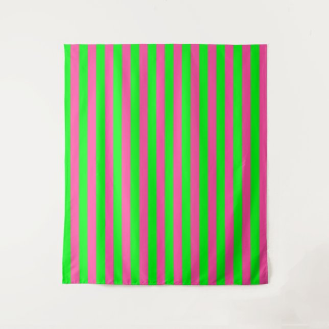 Tapiz Diseño de franjas rosadas y verdes (Anverso)