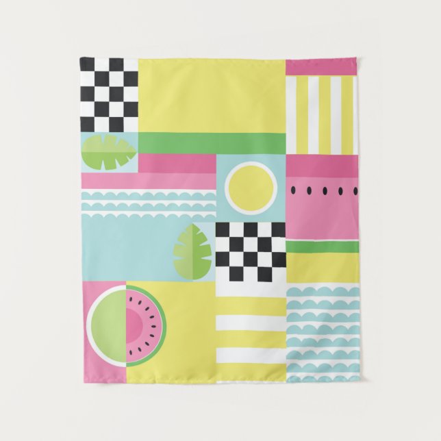 Tapiz Diseño de frutas de verano, mosaico colorido (Anverso)