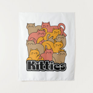 Tapiz Diseño de gatitos curados - Arte gato adorable