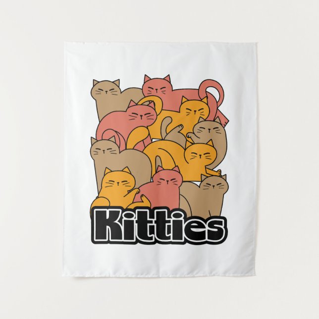 Tapiz Diseño de gatitos curados - Arte gato adorable (Anverso)
