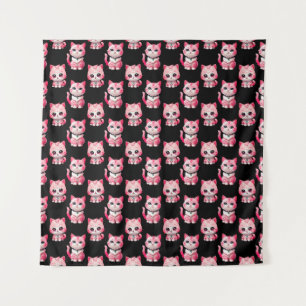 Tapiz Diseño de gatos kawaii rosados