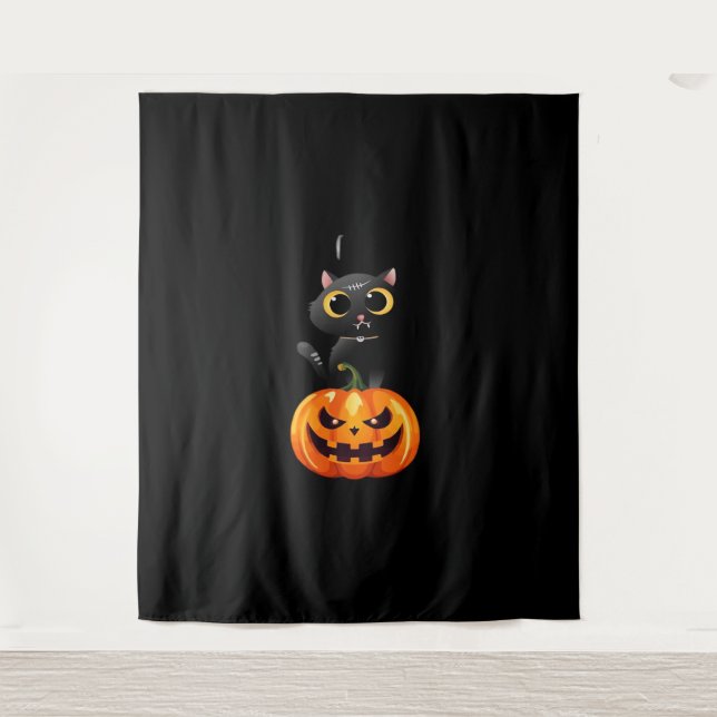 Tapiz Diseño de Halloween para Gatos Negros - Arte espel (Anverso)