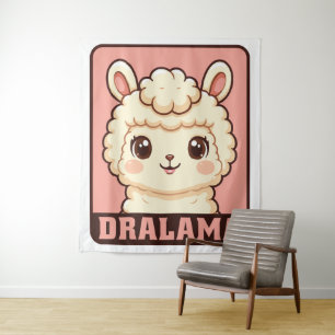 Tapiz Diseño de ilustración de llama adorable