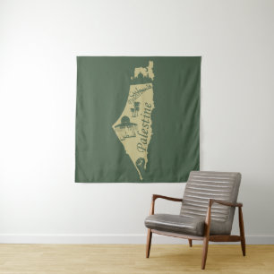 Tapiz diseño de ilustración de mapa de Palestina arte pa