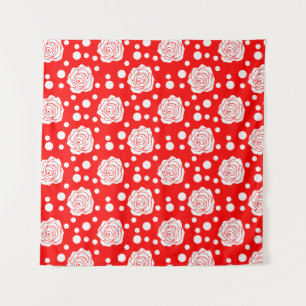 Tapiz Diseño de Ilustracion floral con puntos de polka b