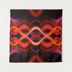Tapiz Diseño de líneas onduladas geométricas rojas.