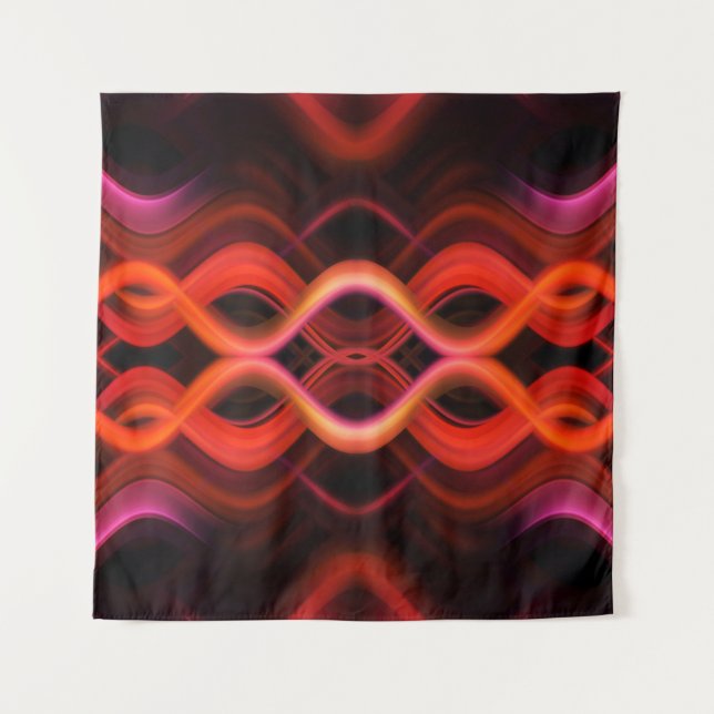 Tapiz Diseño de líneas onduladas geométricas rojas. (Anverso)