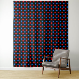 Tapiz Diseño de lunares rojos y azules negros