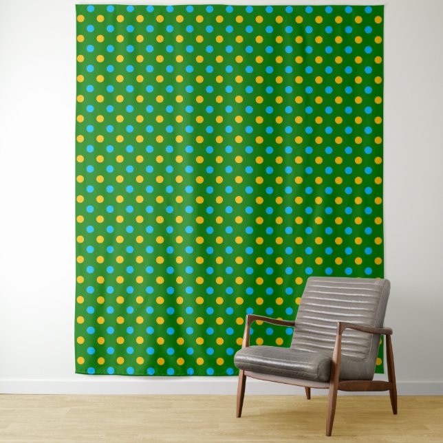 Tapiz Diseño de lunares verde amarillo negro (In situ)