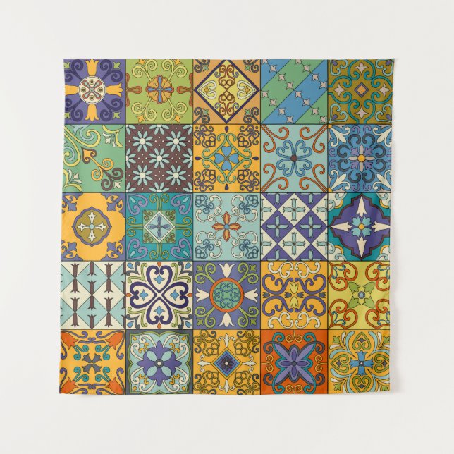 Tapiz Diseño de mosaicos de talavera portuguesa (Anverso)